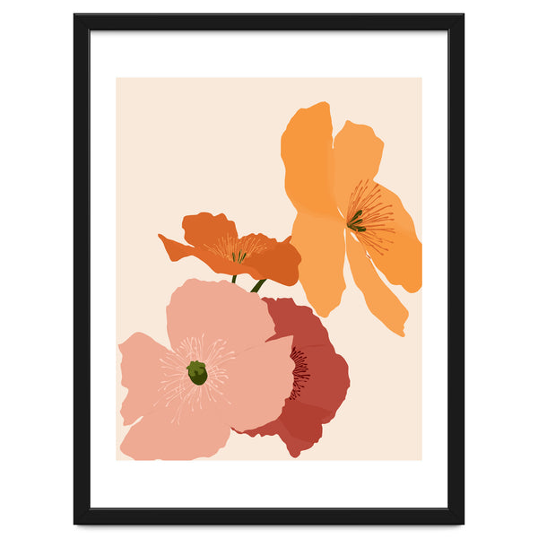 Autumn Wildflowers, Botanical Illustration Vintage Classy, Bohemian Floral Blossom Plants Bloom, Pastel Flowers Garden Nature