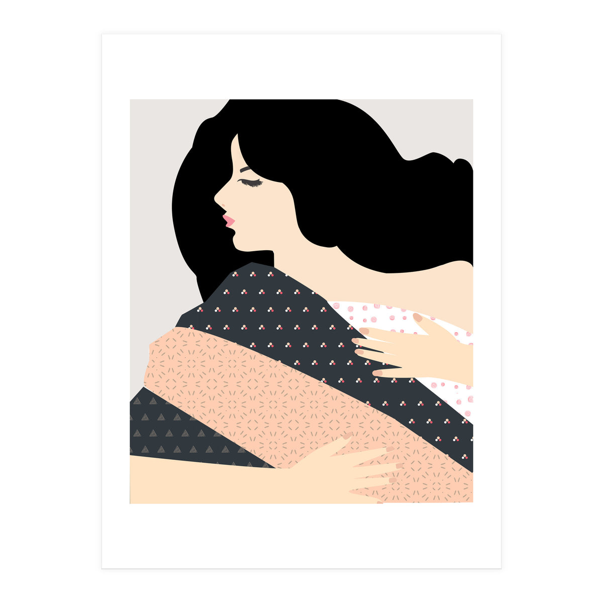 Not Today, Sleepy Lazy Woman In Bed, Quirky Eclectic Blanket Cozy Sleep In Illustration (Print Only)