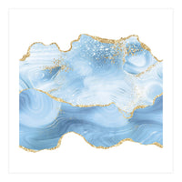 Blue & Gold Glitter Agate Texture 05 (Print Only)