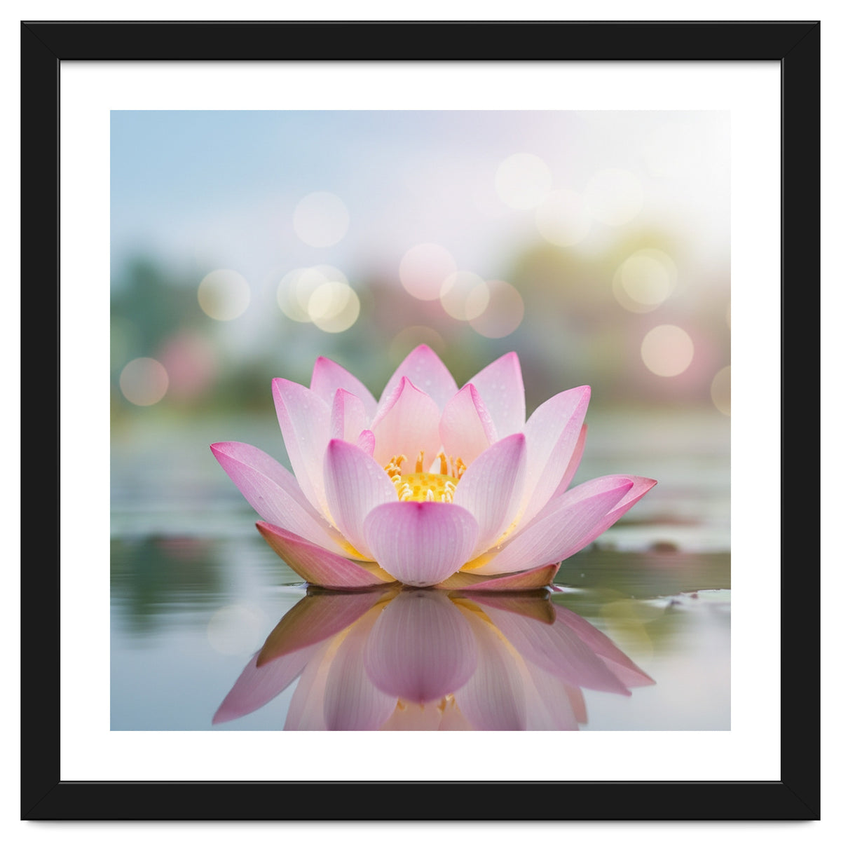 Ethereal Lotus Bloom: Serene Botanical Reflection