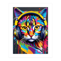 Cat In Headphones (Print Only)