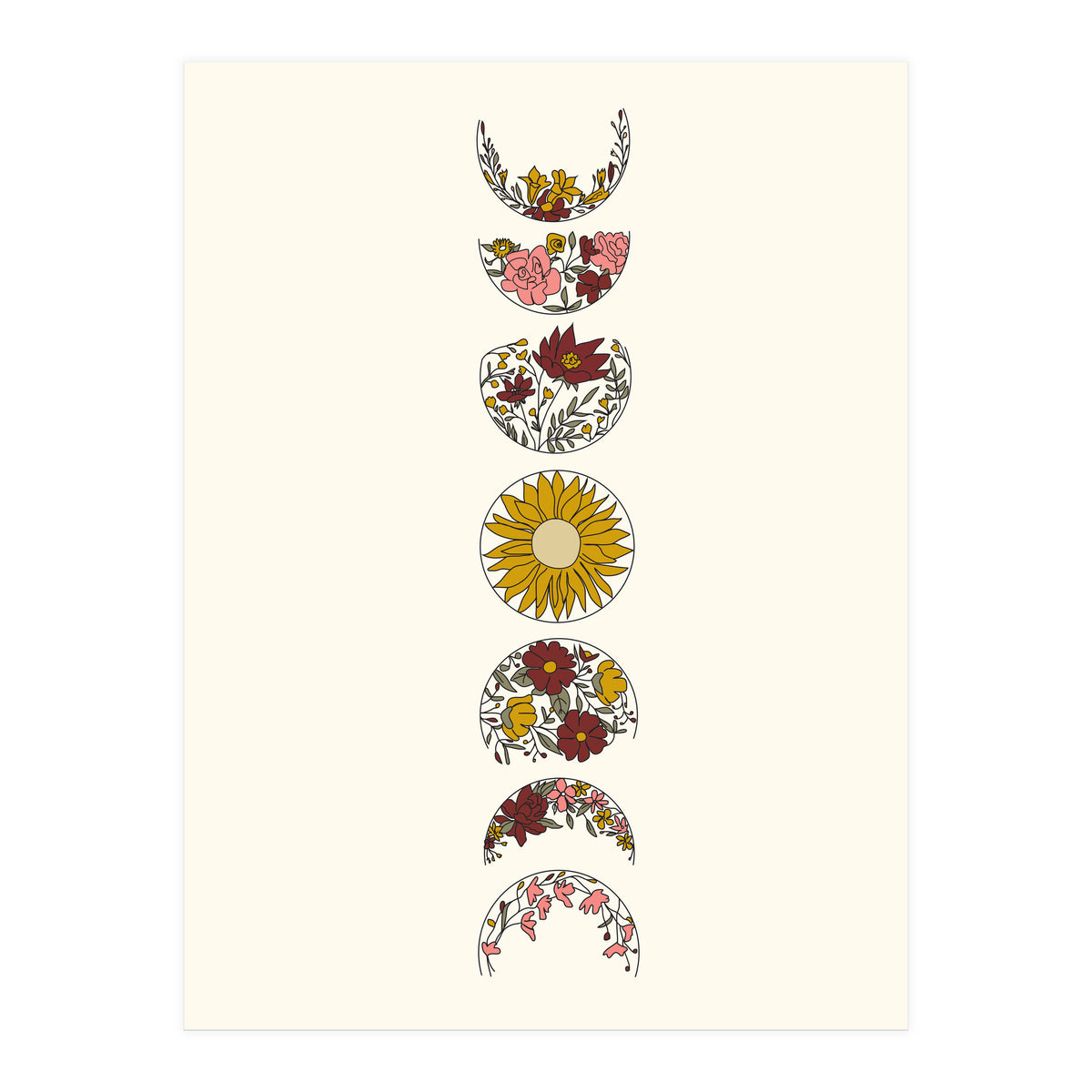 Floral Phases Of The Moon (Print Only)