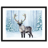 Reindeer with Christmas Lights, Deer Magical Winter Art thumbnail