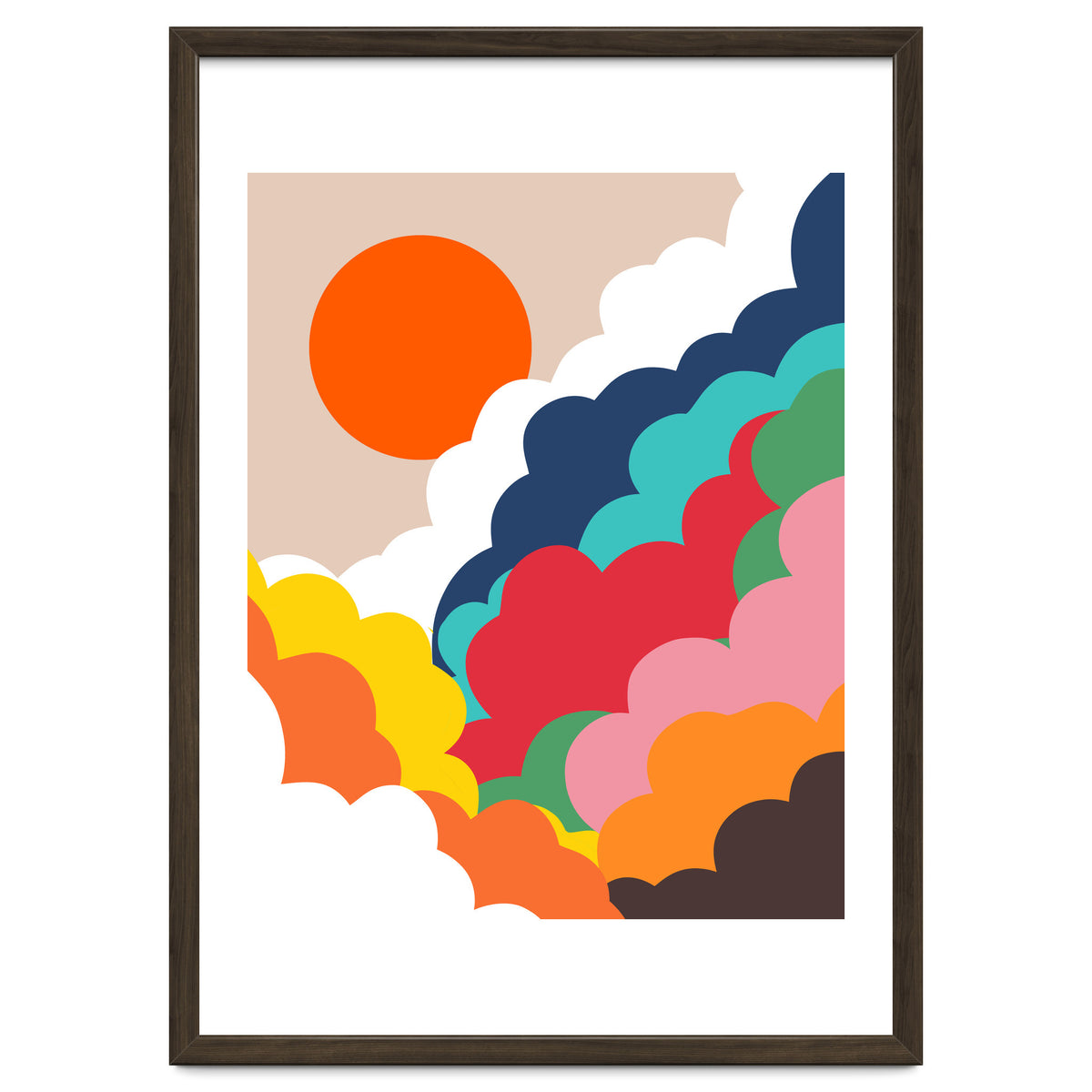 Head In The Clouds, Positivity Nature Sunrise Sunset, Sky Bohemian Comic Retro Eclectic Illustration