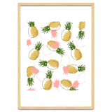 Pineapples & Pine Cones, Eclectic Tropical Nature Illustration, Quirky Fun Fruit Food Graphic Design thumbnail