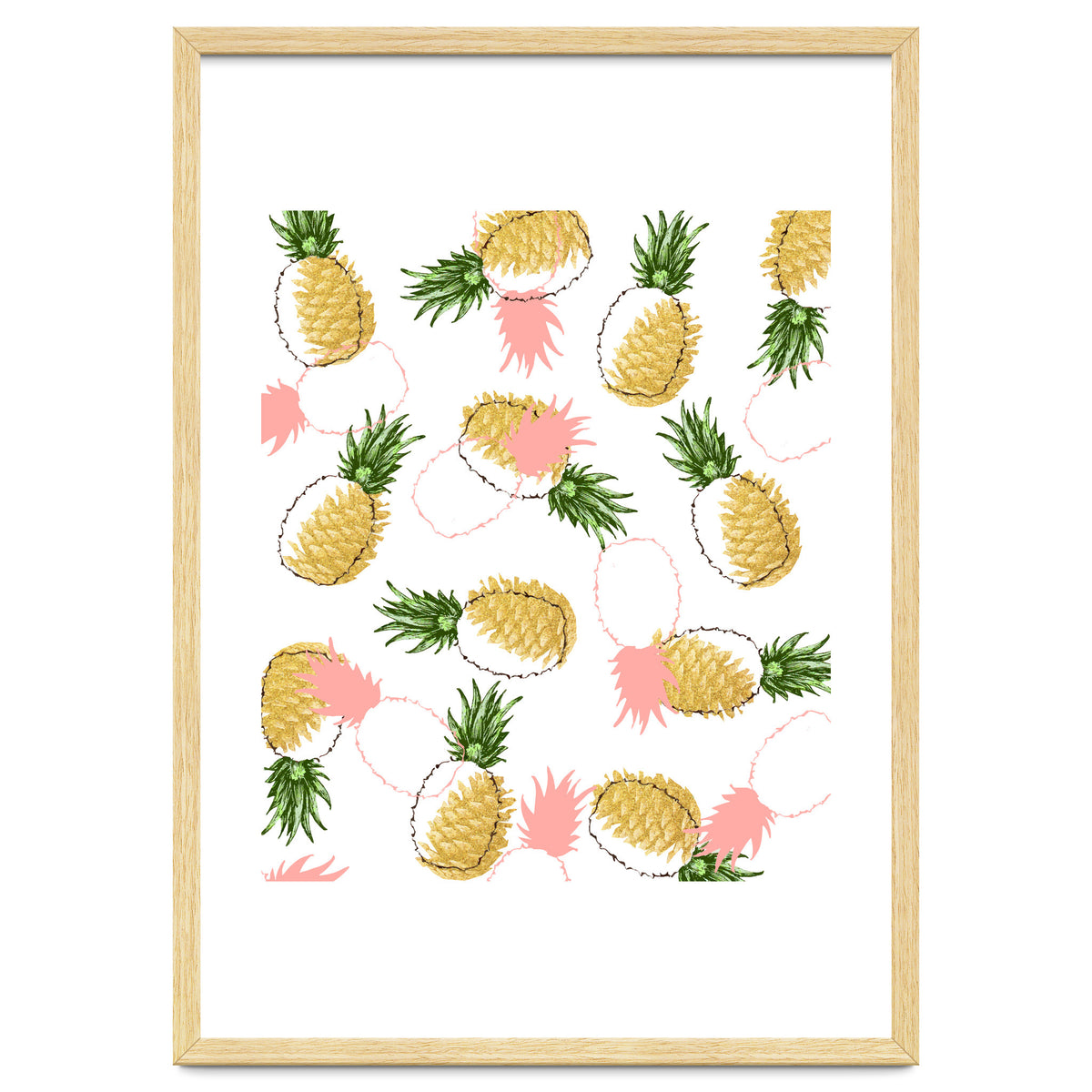 Pineapples & Pine Cones, Eclectic Tropical Nature Illustration, Quirky Fun Fruit Food Graphic Design