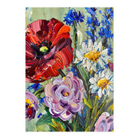 Vibrant Wildflower Meadow Oil Painting (Print Only)