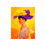 Audrey Hepburn Pop Art, Vibrant Floral Hat Portrait, Iconic Movie Star Illustration (Print Only) thumbnail