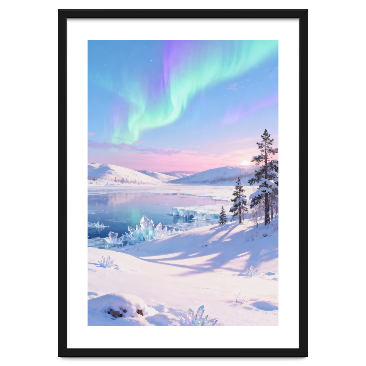 Northern Lights, Aurora Sky, Arctic Landscape, Aurora borealis, Snow Fall