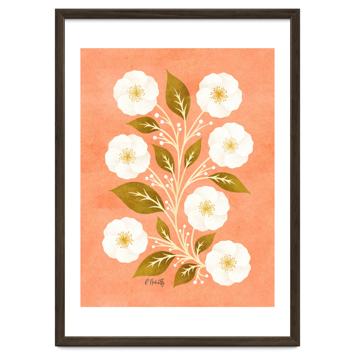 Peach, Ochre And Ivory Floral