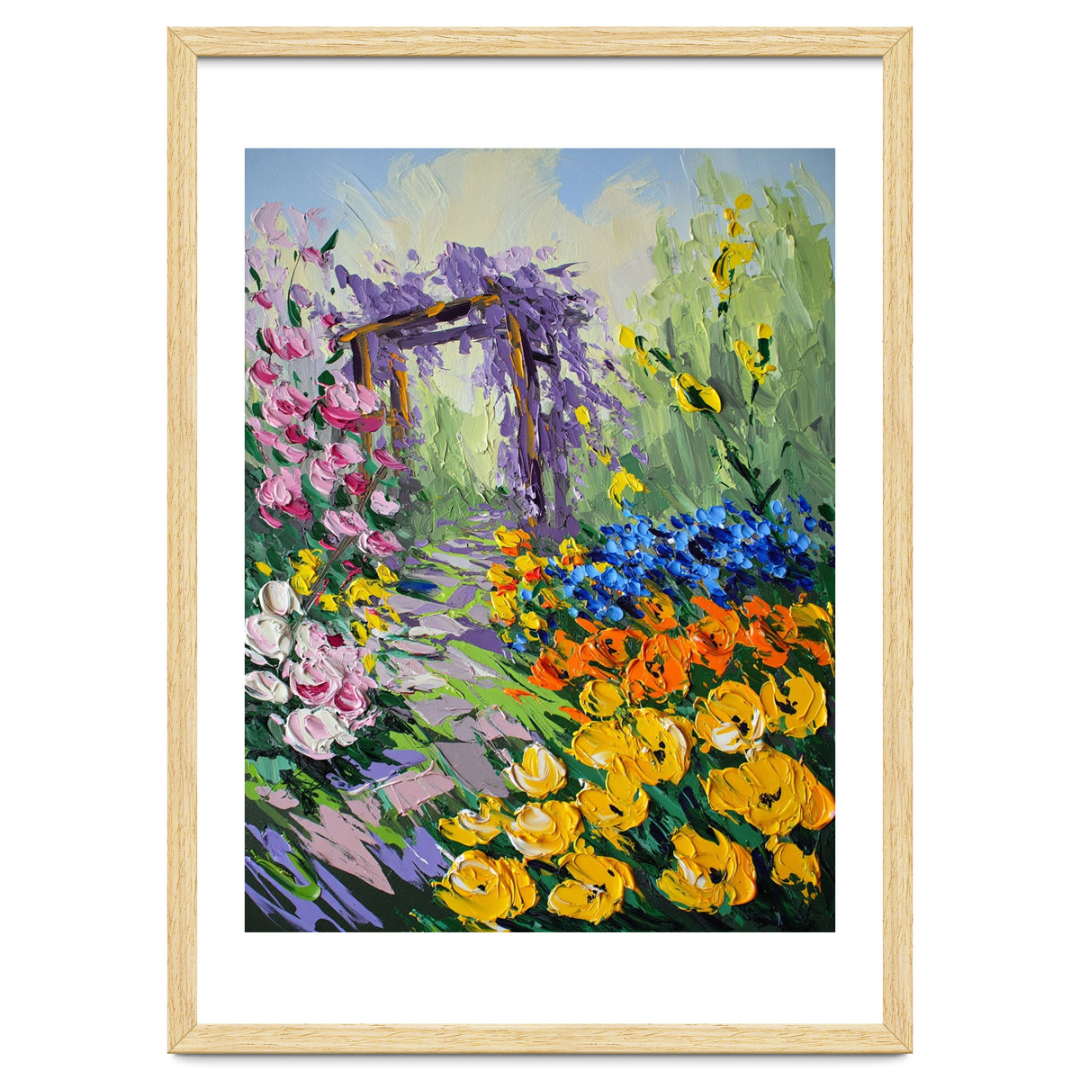 Sun-Drenched Garden Pergola Oil Painting