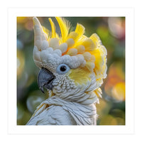 Yellow Crested Cockatoo Bird Close Up Portrait (Print Only)