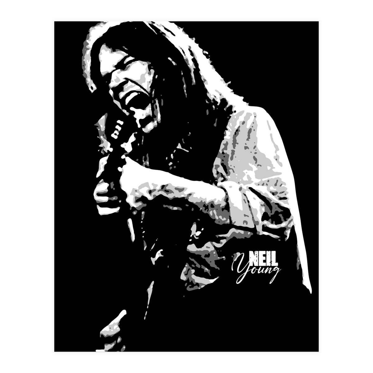 Neil Young Musician Legend in Grayscale 2 (Print Only)