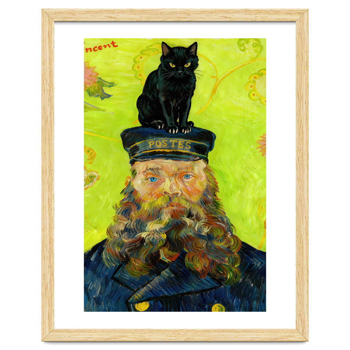 Black Cat on the Postman’s Hat, Van Gogh Inspired Painting