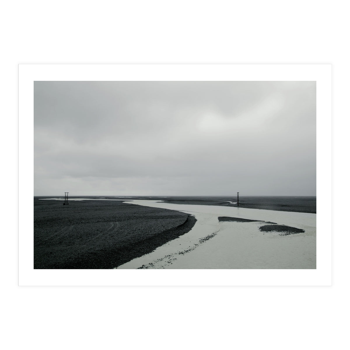 River passing through a black volcanic road - Iceland  (Print Only)