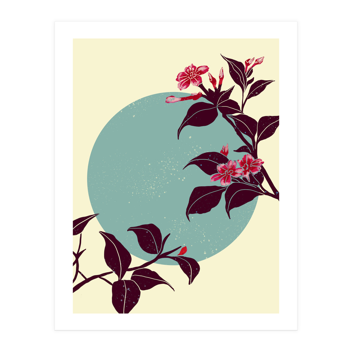 Pink flowers on a blue moon (Print Only)