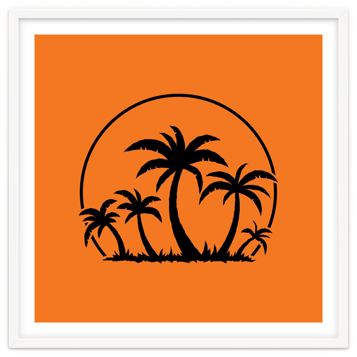Palm Trees And Sunset in Black