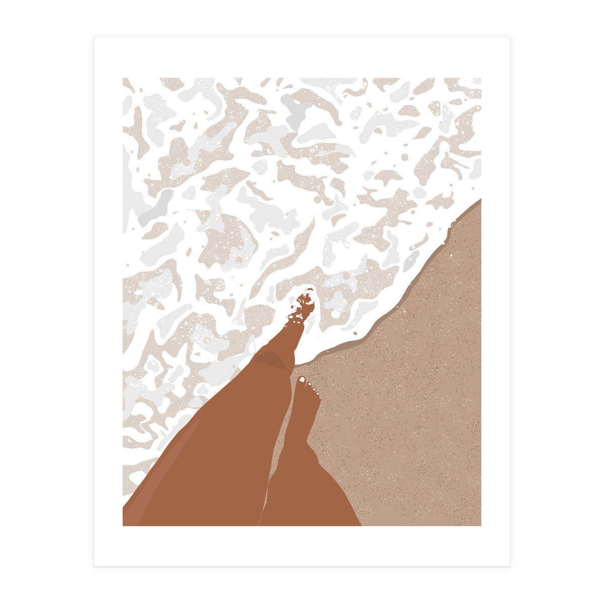 Shorelines, Girl On Ocean Beach, Sea Nature Landscape Travel Summer, Bohemian Black Woman Sand Waves Self Care (Print Only)