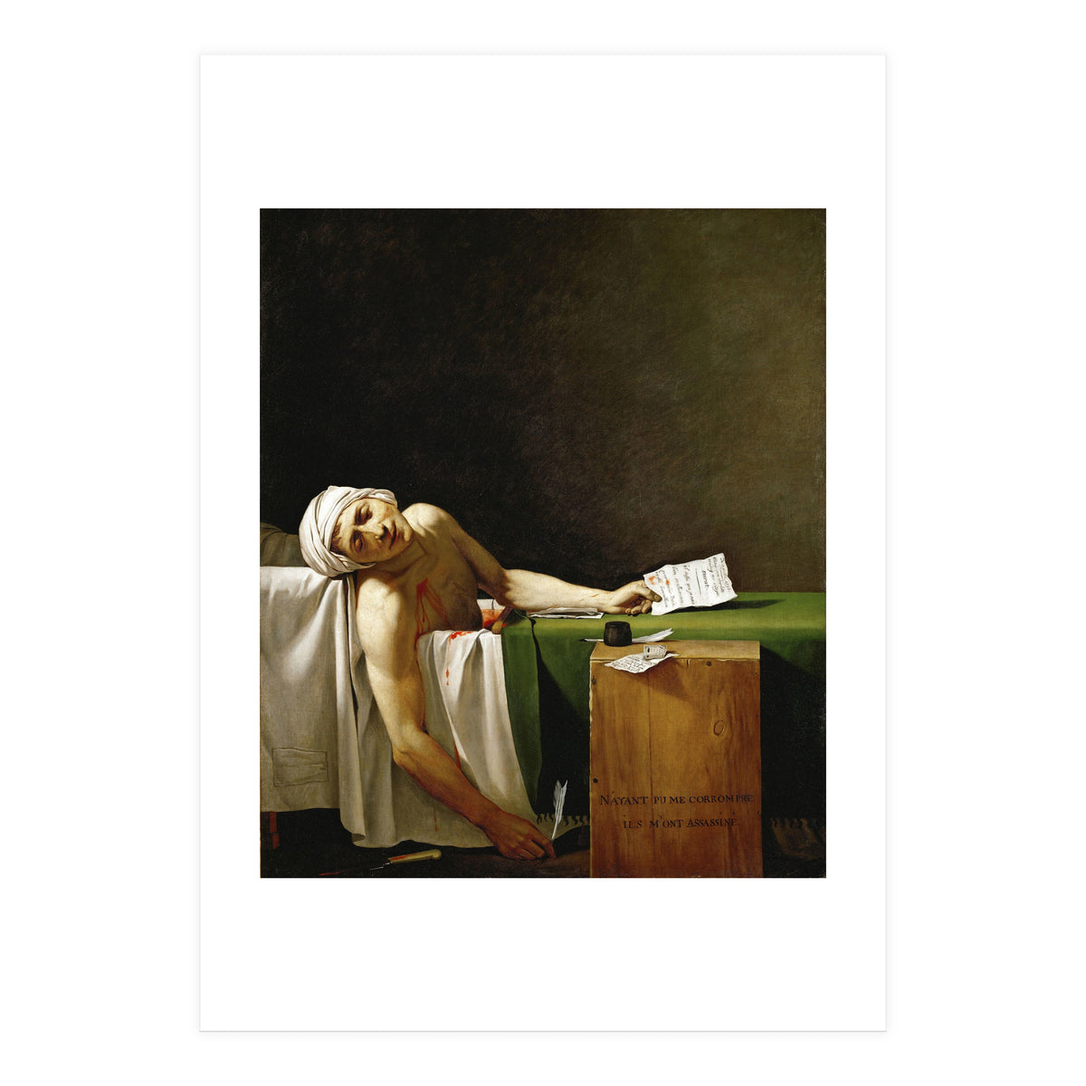 Jean Paul Marat, dead in his bathtub, assassinated by Charlotte Corday in 1793. JACQUES LOUIS DAVID. (Print Only)