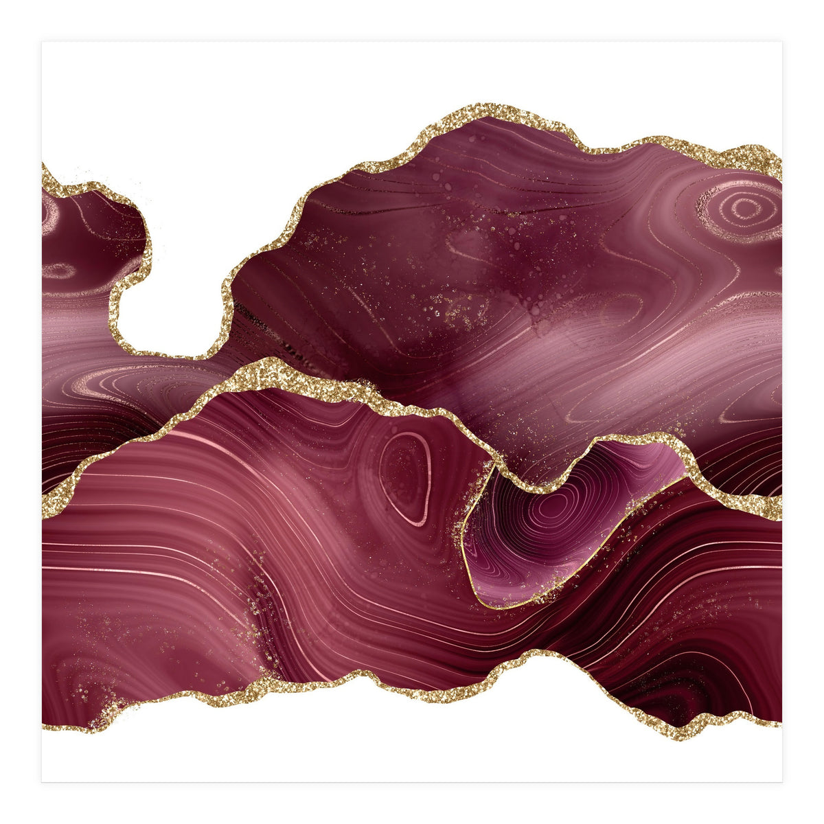 Burgundy & Gold Glitter Agate Texture 08  (Print Only)