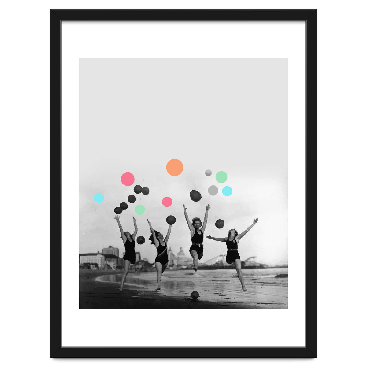 Vintage Women Black & White Photography Balloons Freedom Feminism Women's Rights Individuality