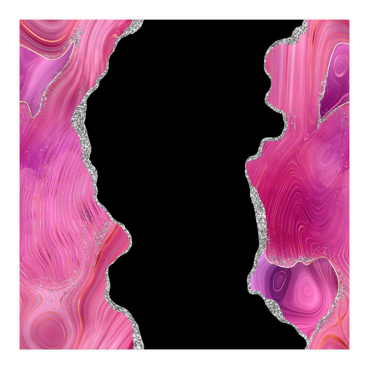 Magenta & Silver Agate Texture 02  (Print Only)