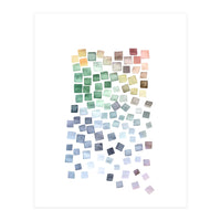 Watercolor Geometric Square Shapes Blue (Print Only)