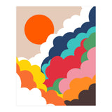Head In The Clouds, Positivity Nature Sunrise Sunset, Sky Bohemian Comic Retro Eclectic Illustration (Print Only) thumbnail
