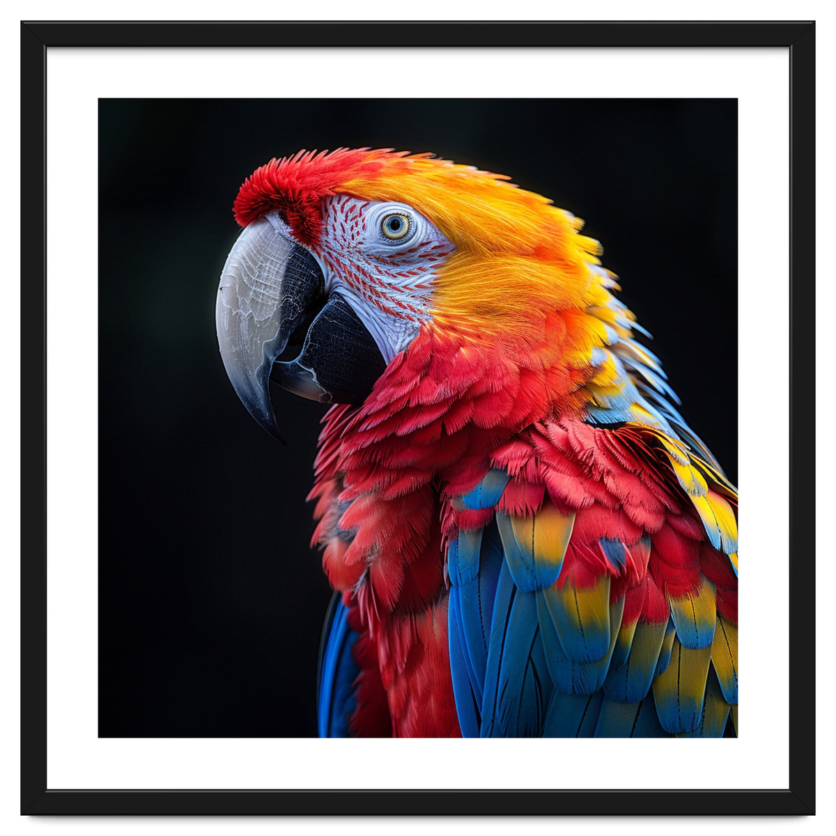 Scarlet Macaw Parrot Vibrant Plumage Close Up