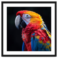 Scarlet Macaw Parrot Vibrant Plumage Close Up