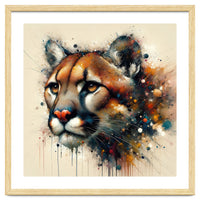 Watercolor Cougar Portrait