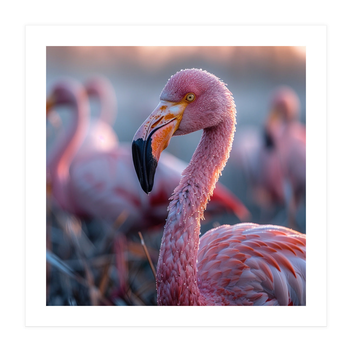 Close Up Of A Pink Flamingo Bird In Natural Light (Print Only)