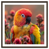 Close Up Of A Sun Conure Parrot With Bright Feathers thumbnail