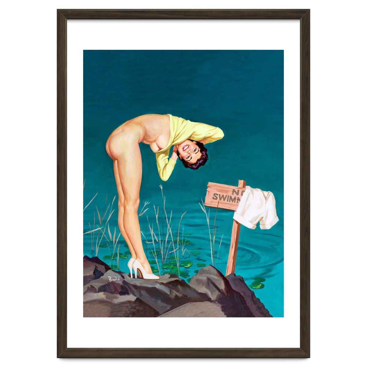 Sexy Pinup Girl With No Swimming Sign