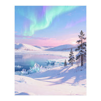 Northern Lights, Aurora Sky, Arctic Landscape, Aurora borealis, Snow Fall (Print Only)