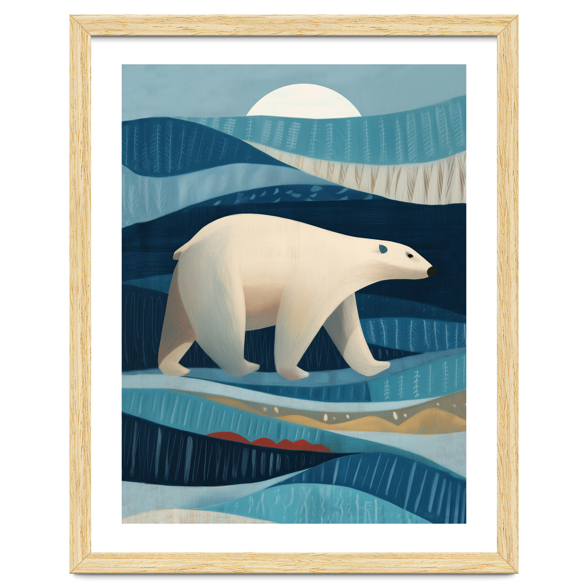 Polar Bear In The Blue Arctic