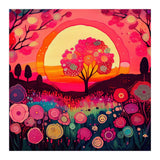 Folk Sunset Blossoming Tree (Print Only) thumbnail