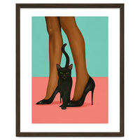 Woman In Heels With Black Cat