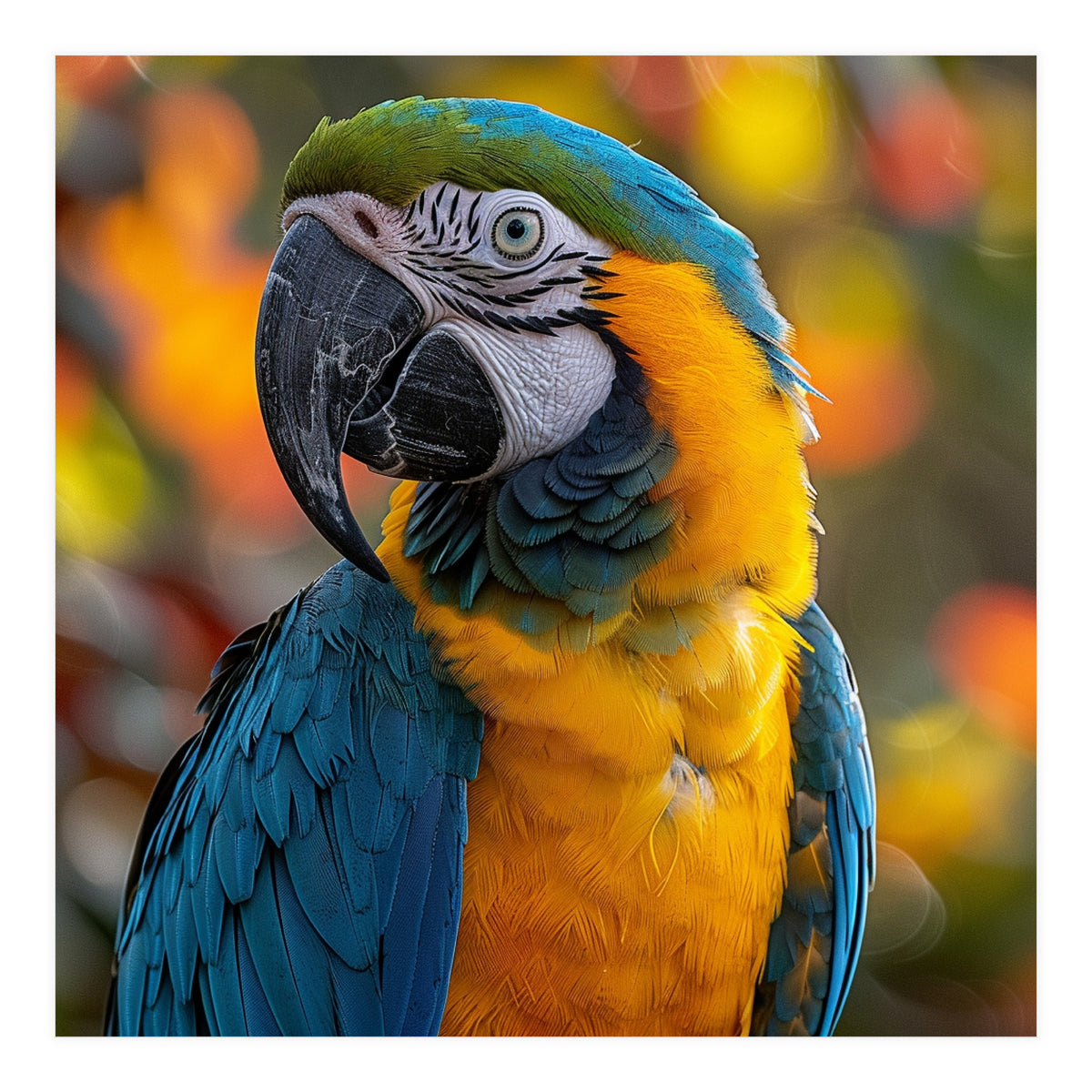 Blue And Gold Macaw Parrot Close Up Portrait (Print Only)
