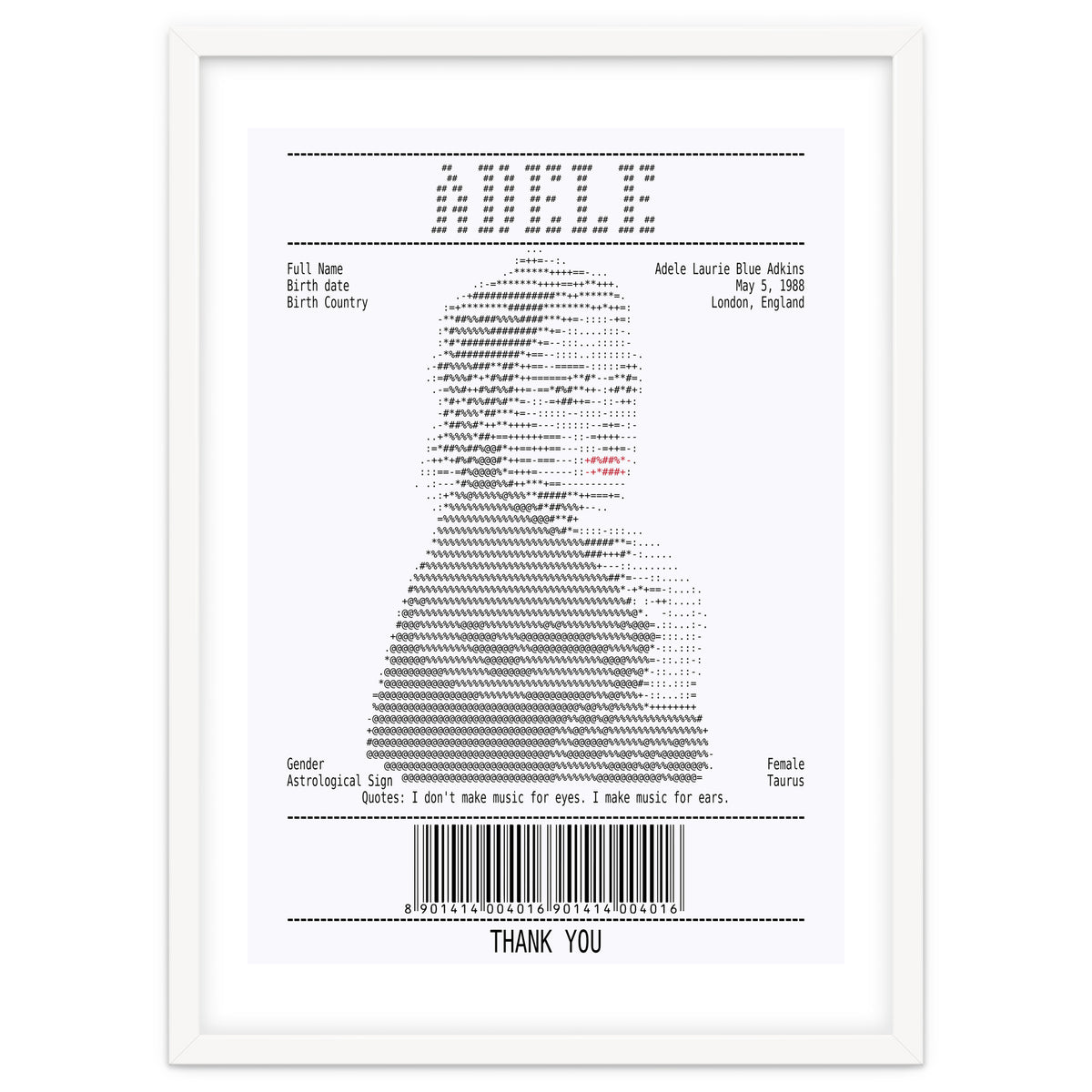 Receipt Art Adele