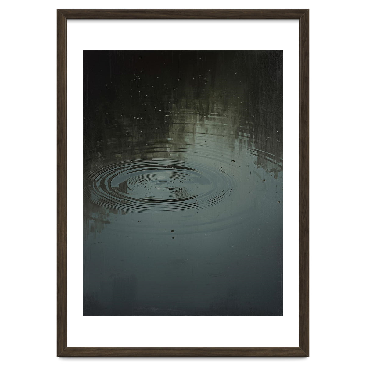 Moody Rain Puddle Ripples Oil Painting