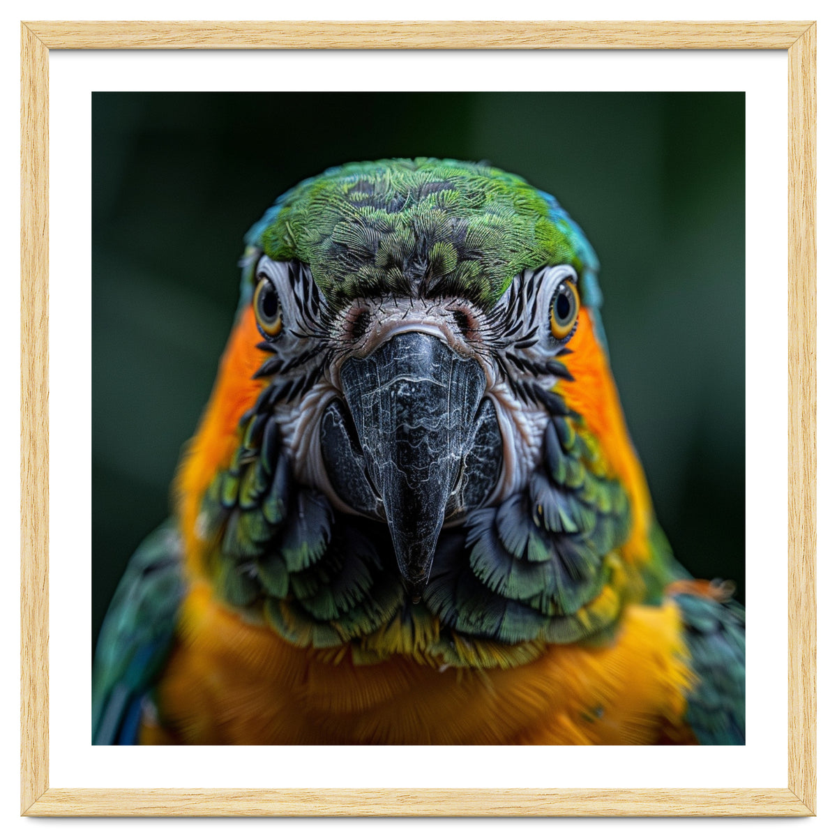 Blue And Gold Macaw Face Focused Portrait