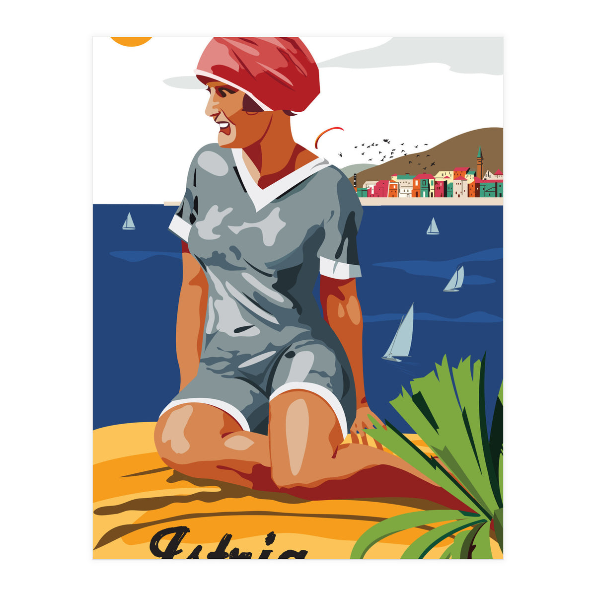 Istria, Swimmer on the Beach (Print Only)