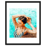 Simulacrum | Modern Bohemian Woman Swim | Summer Swimming Pool Fashion Watercolor Painting thumbnail