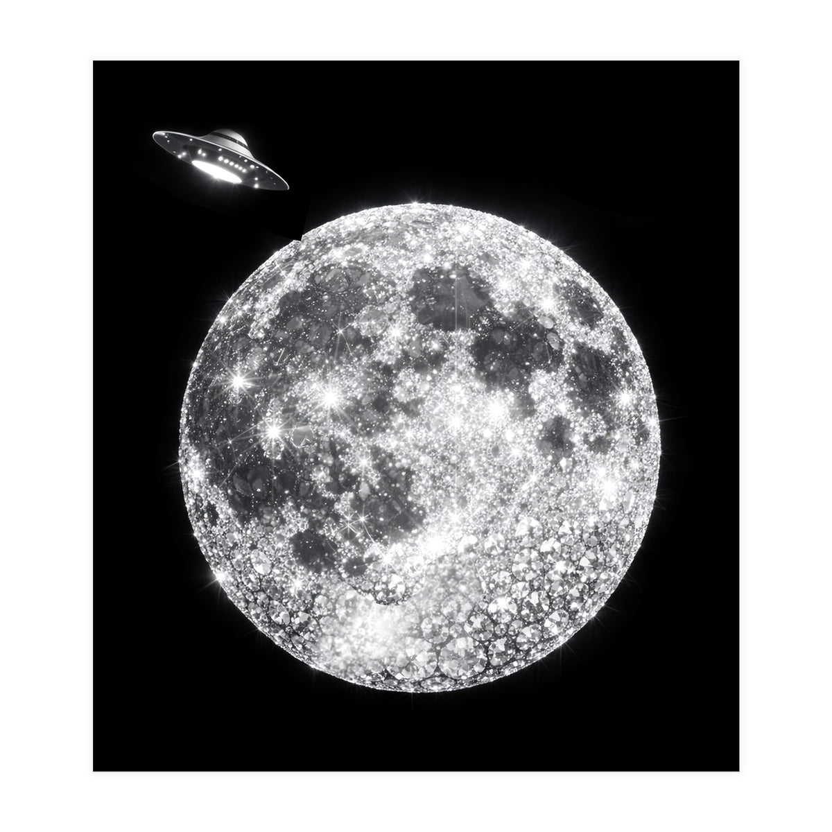 Diamond moon and UFO (Print Only)