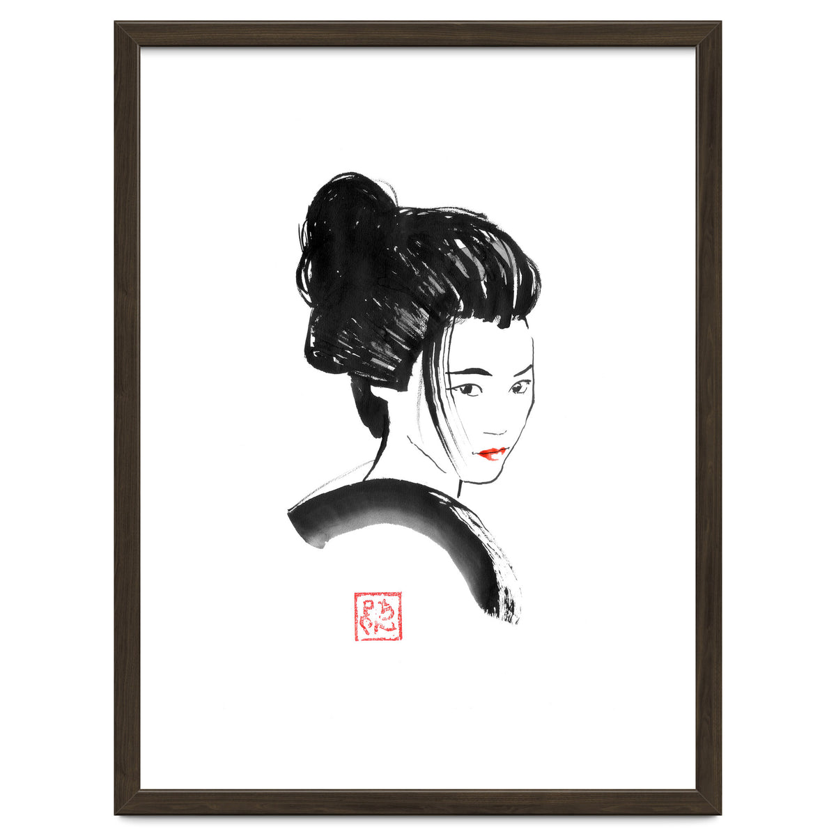 Geisha Face Red Lips