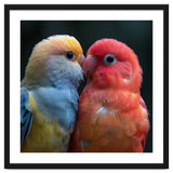 Two Lovebirds Nuzzling Close Up Portrait thumbnail