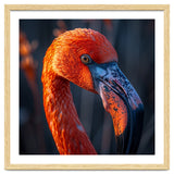 Close Up Flamingo Head Vibrant Orange Plumage thumbnail
