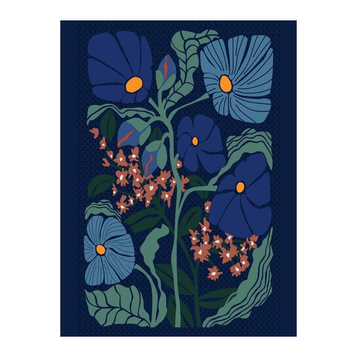 Klimt Flower Dark Blue (Print Only)