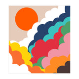 Head In The Clouds, Positivity Nature Sunrise Sunset, Sky Bohemian Comic Retro Eclectic Illustration (Print Only) thumbnail